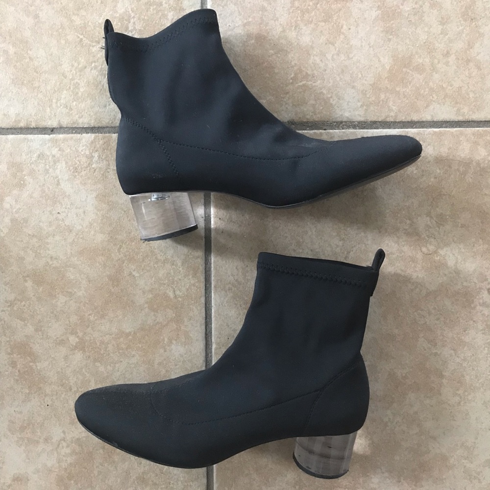 Black Clear Heel Ankle Boots